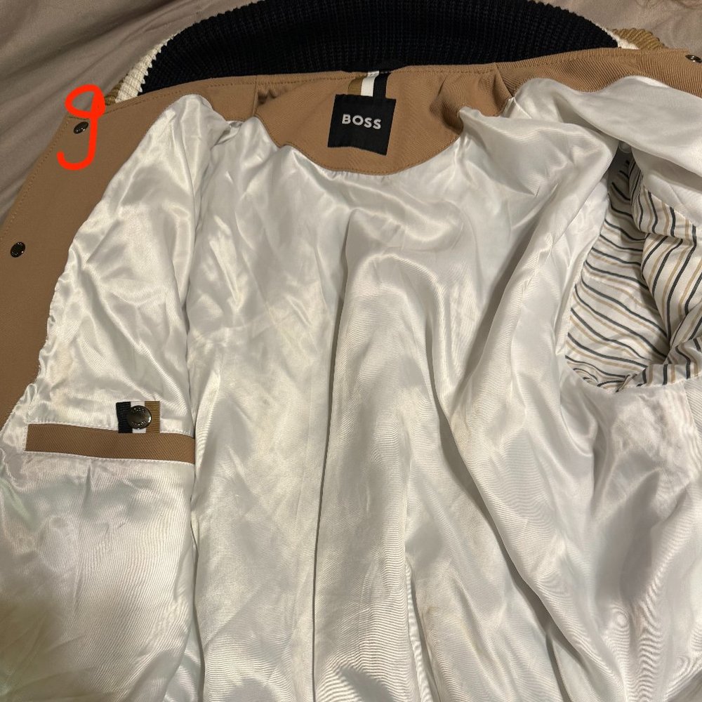 Boss by Hugo Boss Natural Unisex Relaxed-fit Bomber Jacket With Logo Details - Picture 13 of 14